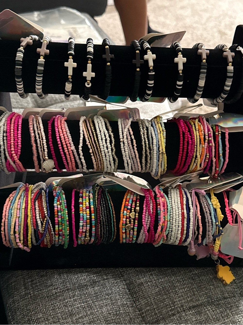 Beaded Stretch Bracelet Set for Women - Pink, White, Black, Multi
